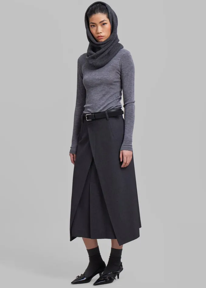 Women Andy Midi Wrap Skirt 8211 Charcoal The Frankie Shop Bottoms