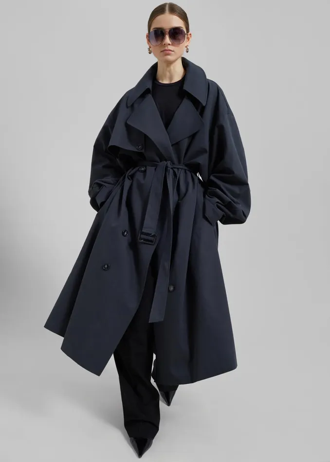 Women Anika Double Breasted Trench Coat 8211 Navy The Frankie Shop Outerwear