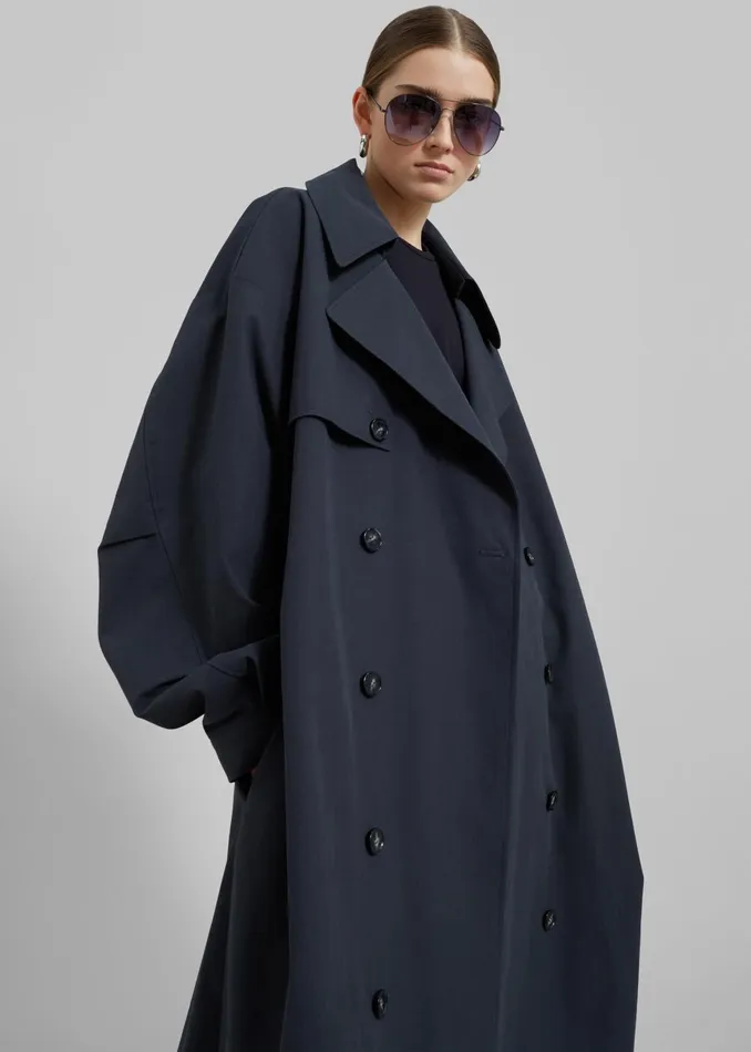 Women Anika Double Breasted Trench Coat 8211 Navy The Frankie Shop Outerwear