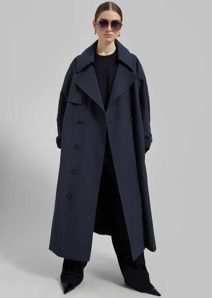 Women Anika Double Breasted Trench Coat 8211 Navy The Frankie Shop Outerwear
