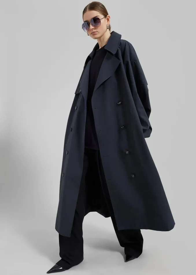 Women Anika Double Breasted Trench Coat 8211 Navy The Frankie Shop Outerwear