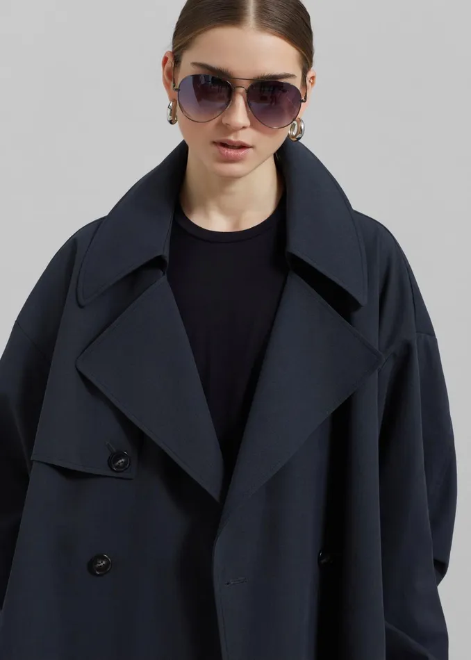 Women Anika Double Breasted Trench Coat 8211 Navy The Frankie Shop Outerwear