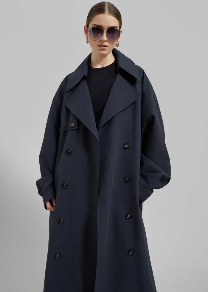 Women Anika Double Breasted Trench Coat 8211 Navy The Frankie Shop Outerwear