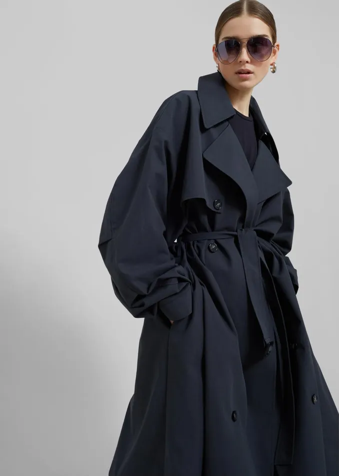 Women Anika Double Breasted Trench Coat 8211 Navy The Frankie Shop Outerwear