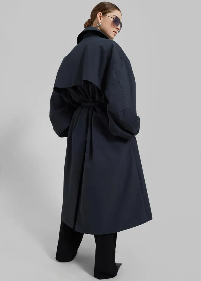 Women Anika Double Breasted Trench Coat 8211 Navy The Frankie Shop Outerwear