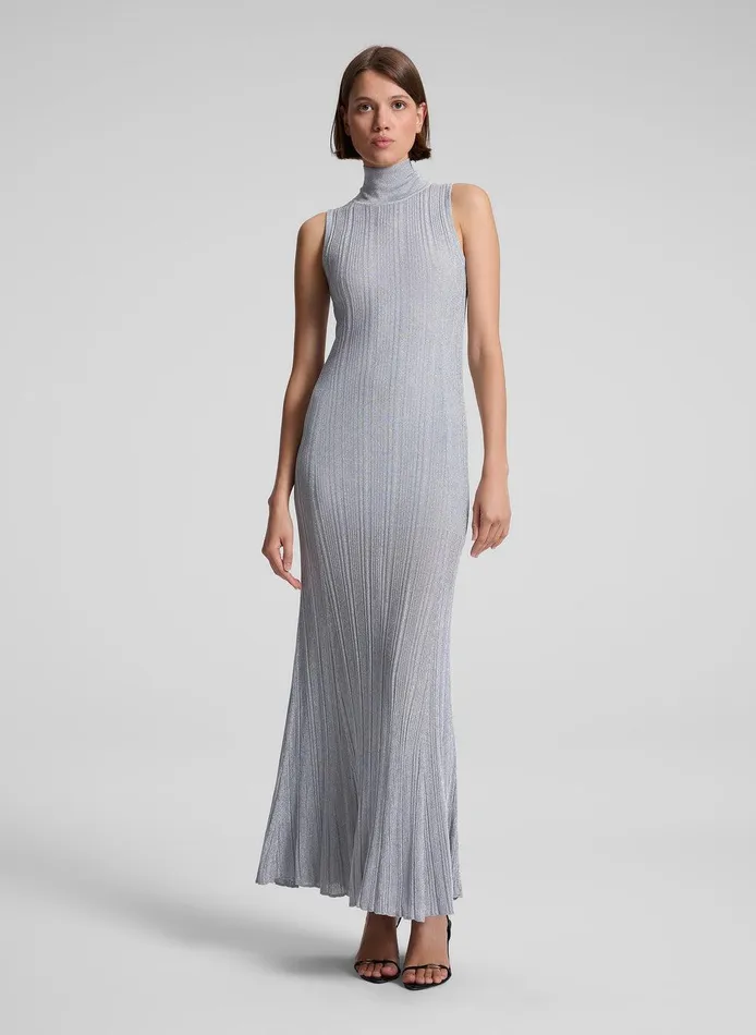 Women Arden Metallic Knit Maxi Dress Mercury ALC Knitwear