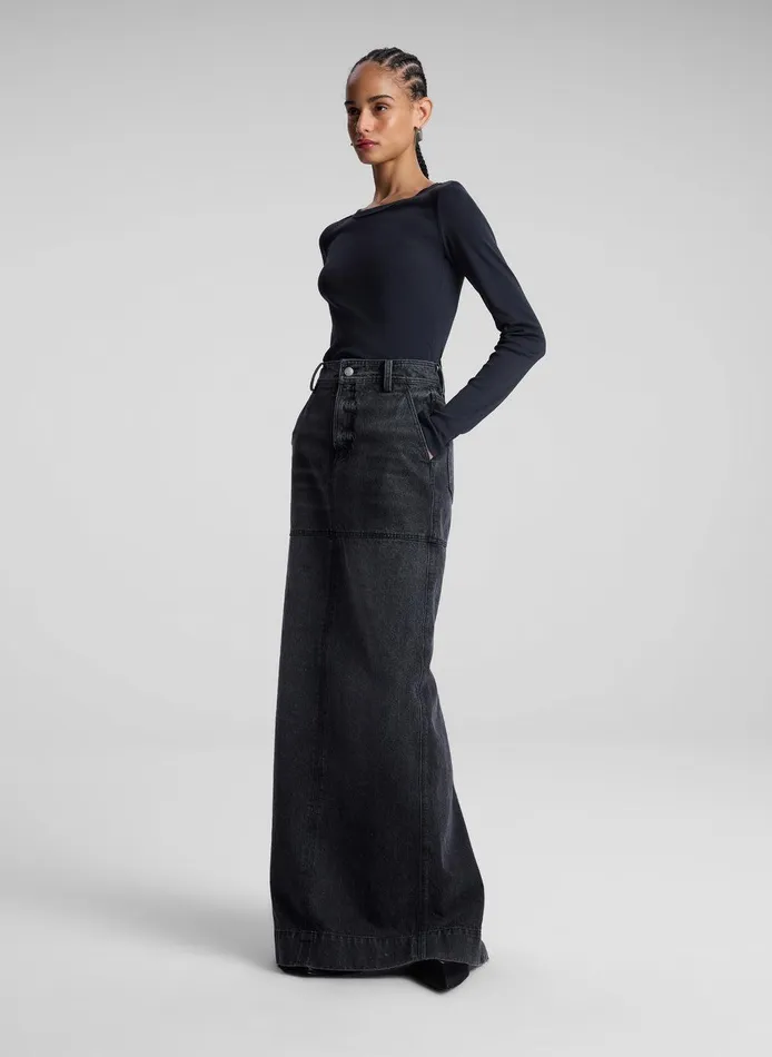 Women Ari Cotton Rib Long Sleeve Tee Black ALC Tops