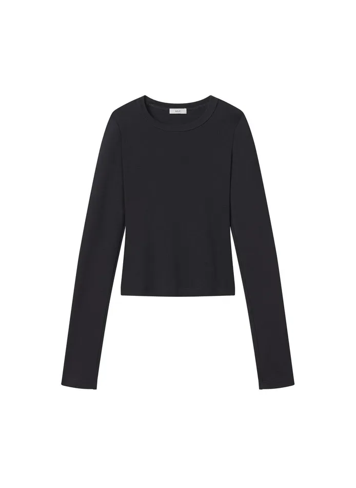 Women Ari Cotton Rib Long Sleeve Tee Black ALC Tops