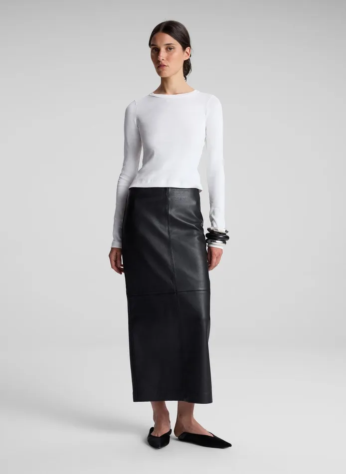 Women Ari Cotton Rib Long Sleeve Tee White ALC Tees and Tanks