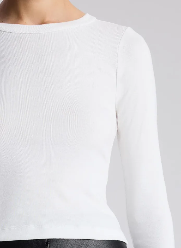 Women Ari Cotton Rib Long Sleeve Tee White ALC Tees and Tanks