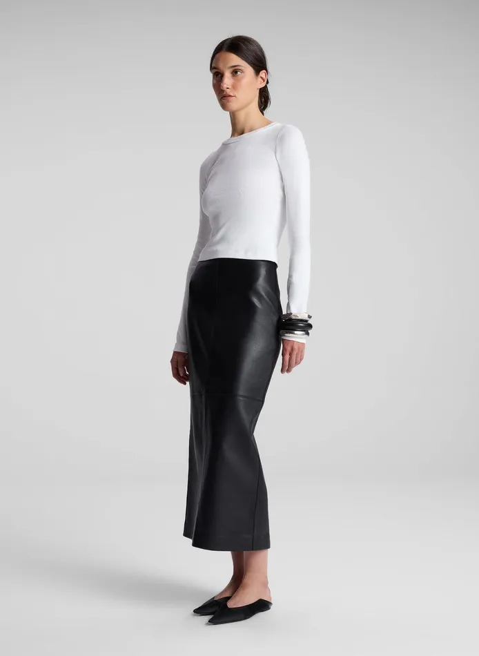 Women Ari Cotton Rib Long Sleeve Tee White ALC Tees and Tanks
