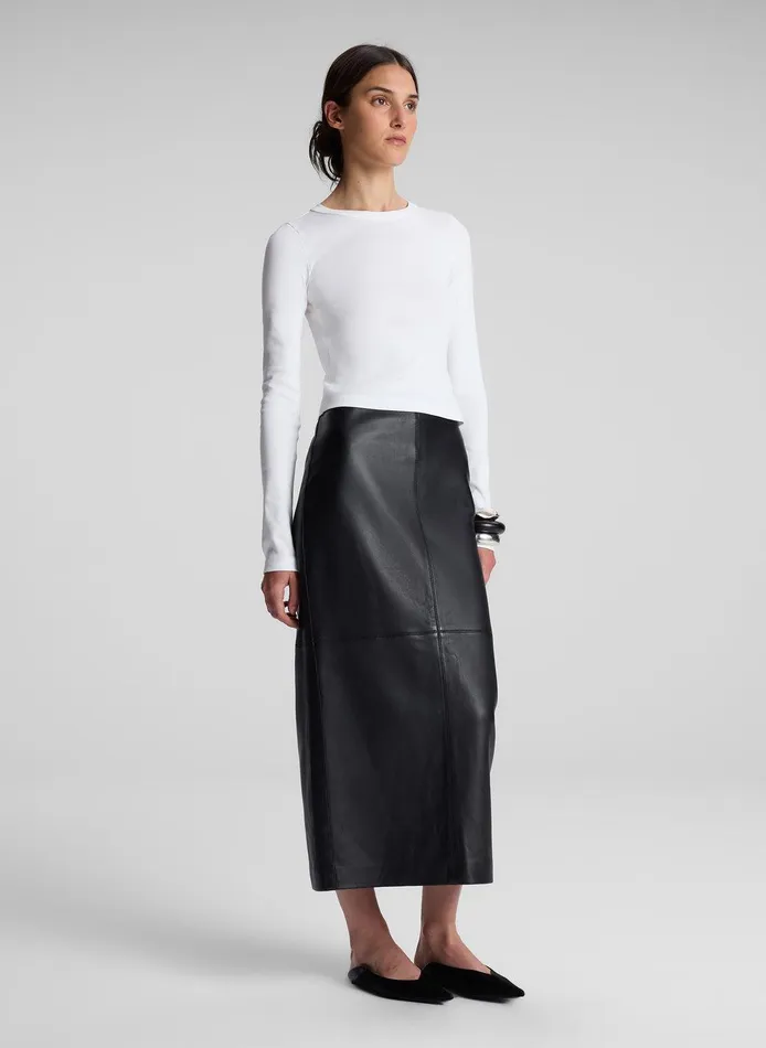 Women Ari Cotton Rib Long Sleeve Tee White ALC Tees and Tanks