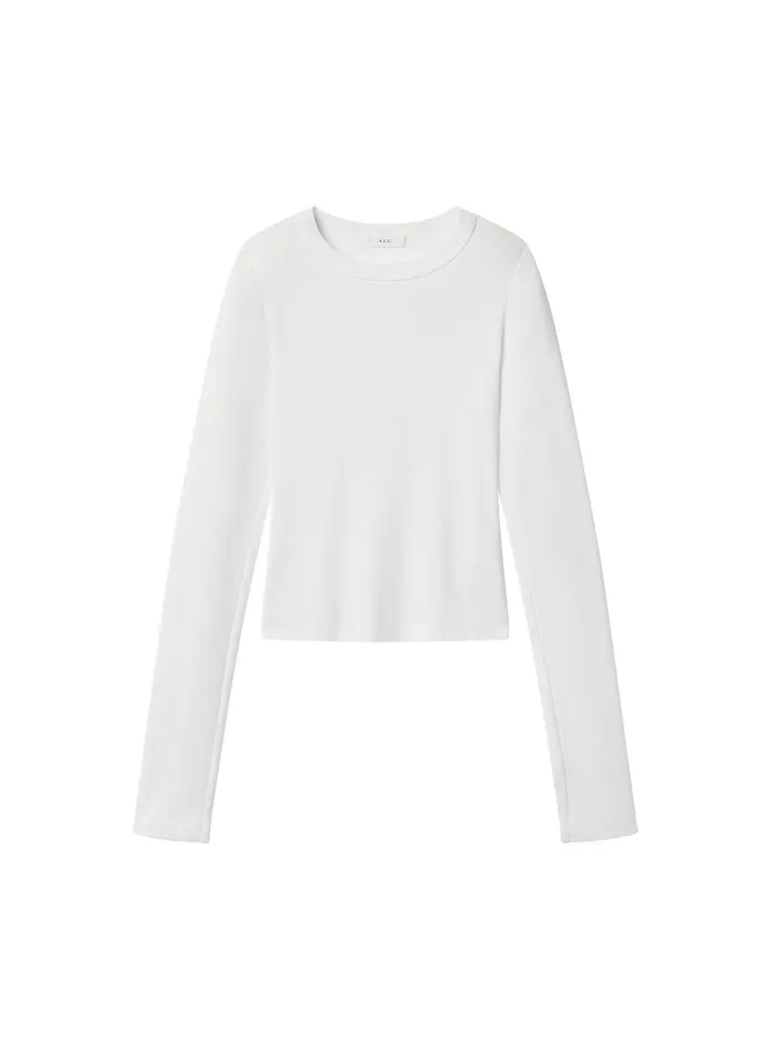 Women Ari Cotton Rib Long Sleeve Tee White ALC Tees and Tanks
