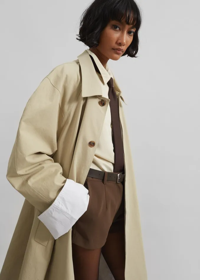 Women Arlise Oversized Trench Coat 8211 Beige The Frankie Shop Outerwear