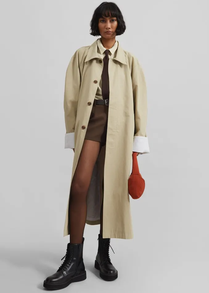 Women Arlise Oversized Trench Coat 8211 Beige The Frankie Shop Outerwear