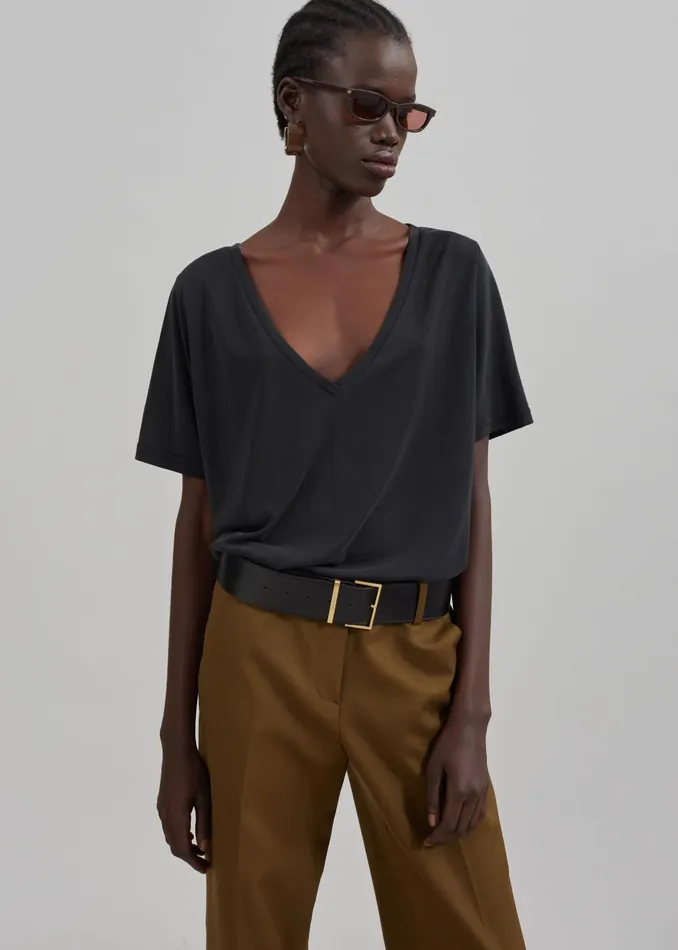 Women Asten VNeck TShirt 8211 Black The Frankie Shop Tops