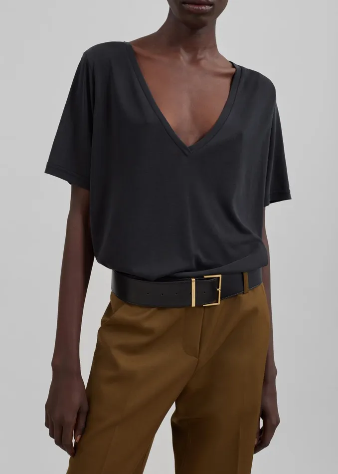 Women Asten VNeck TShirt 8211 Black The Frankie Shop Tops