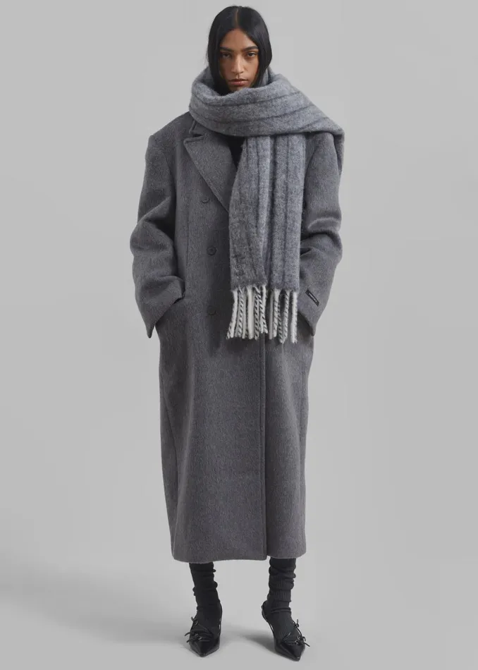 Women Aurelia Wool Scarf 8211 Grey Stripe The Frankie Shop