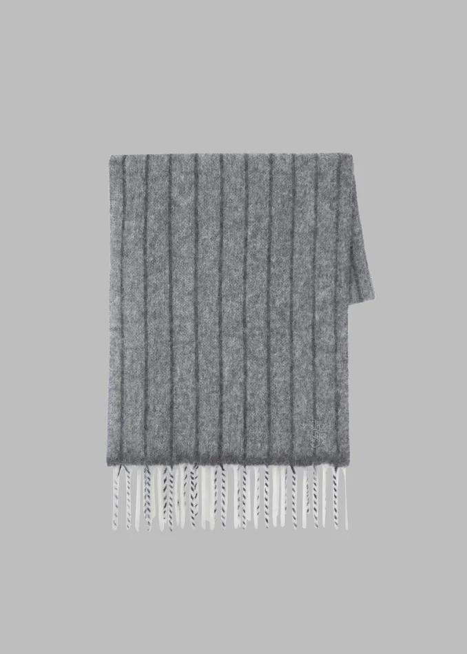 Women Aurelia Wool Scarf 8211 Grey Stripe The Frankie Shop