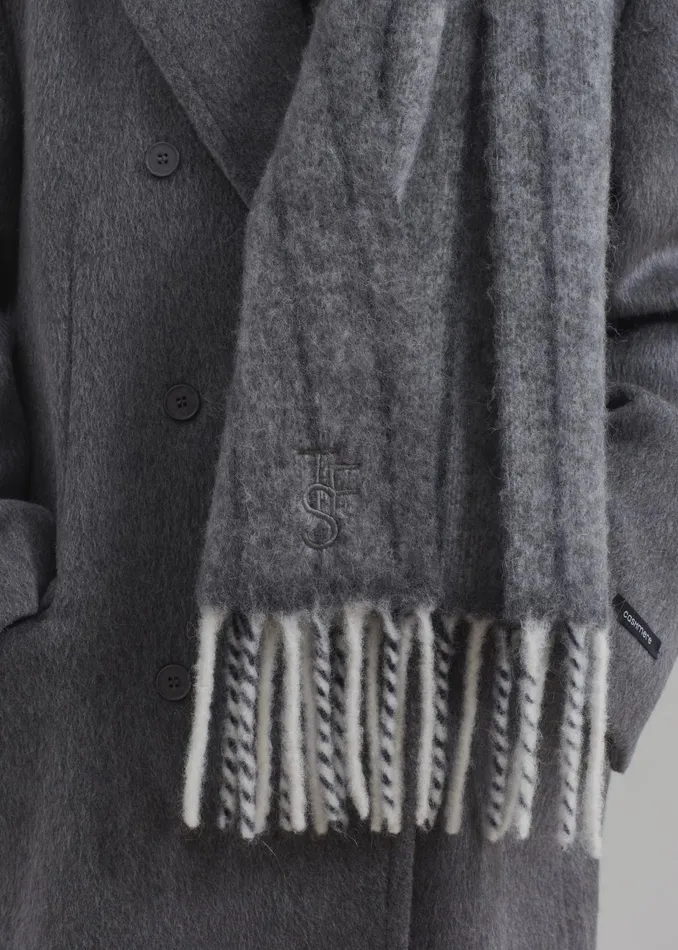 Women Aurelia Wool Scarf 8211 Grey Stripe The Frankie Shop