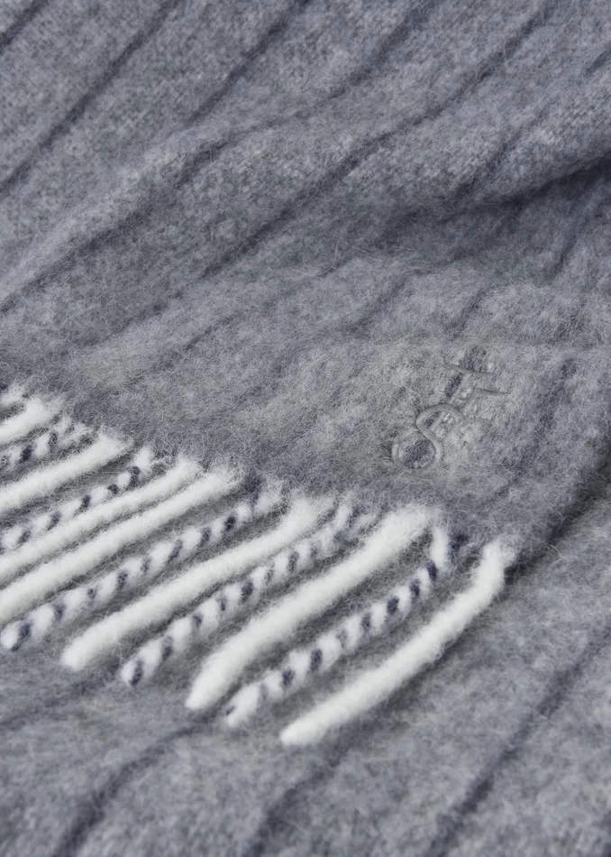 Women Aurelia Wool Scarf 8211 Grey Stripe The Frankie Shop
