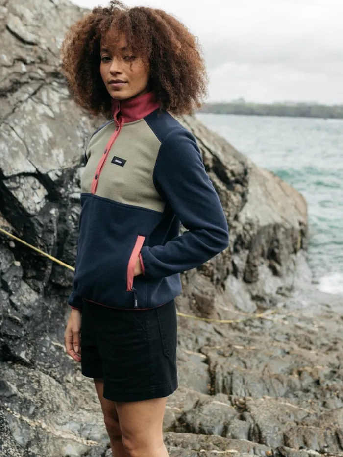 Women Axiom 14 Snap Fleece Navyrougewillow Green Finisterre Fleece