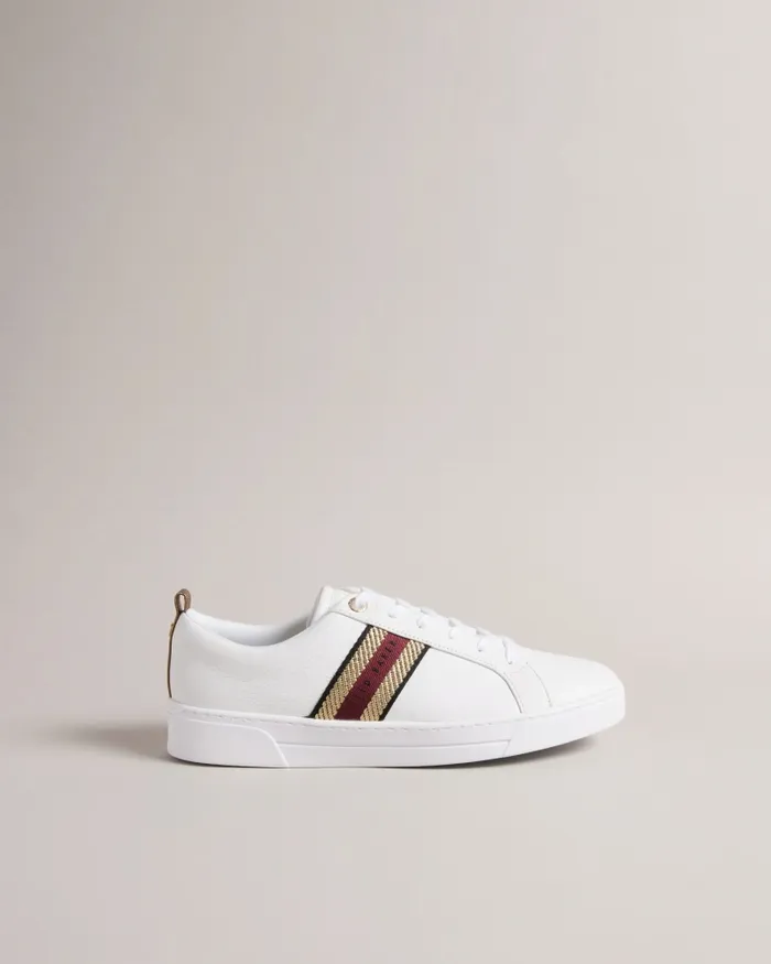 Women BAILY 8211 Leather Metallic Detail Webbing Trainers Red Ted Baker Trainers