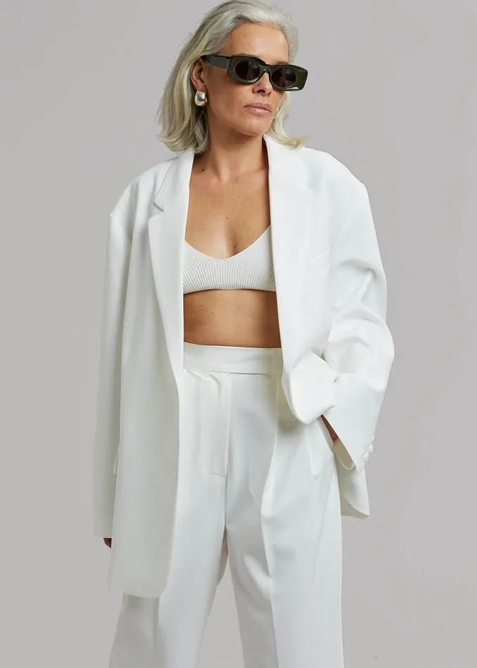 Women Bea Blazer 8211 White The Frankie Shop Outerwear