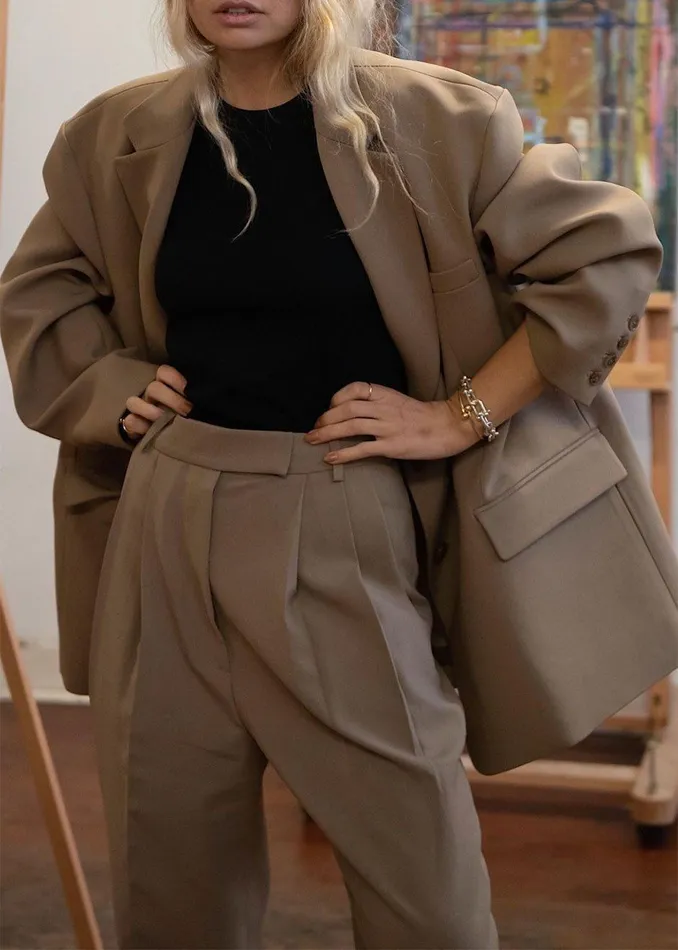 Women Bea Suit Pants 8211 Latte The Frankie Shop Bottoms