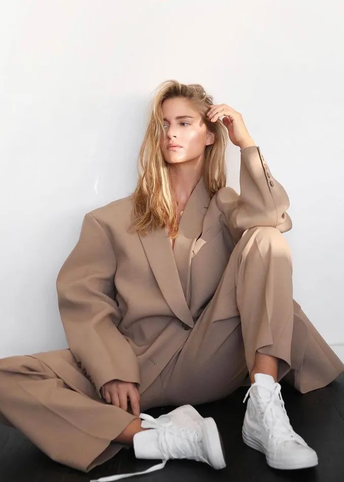 Women Bea Suit Pants 8211 Latte The Frankie Shop Bottoms