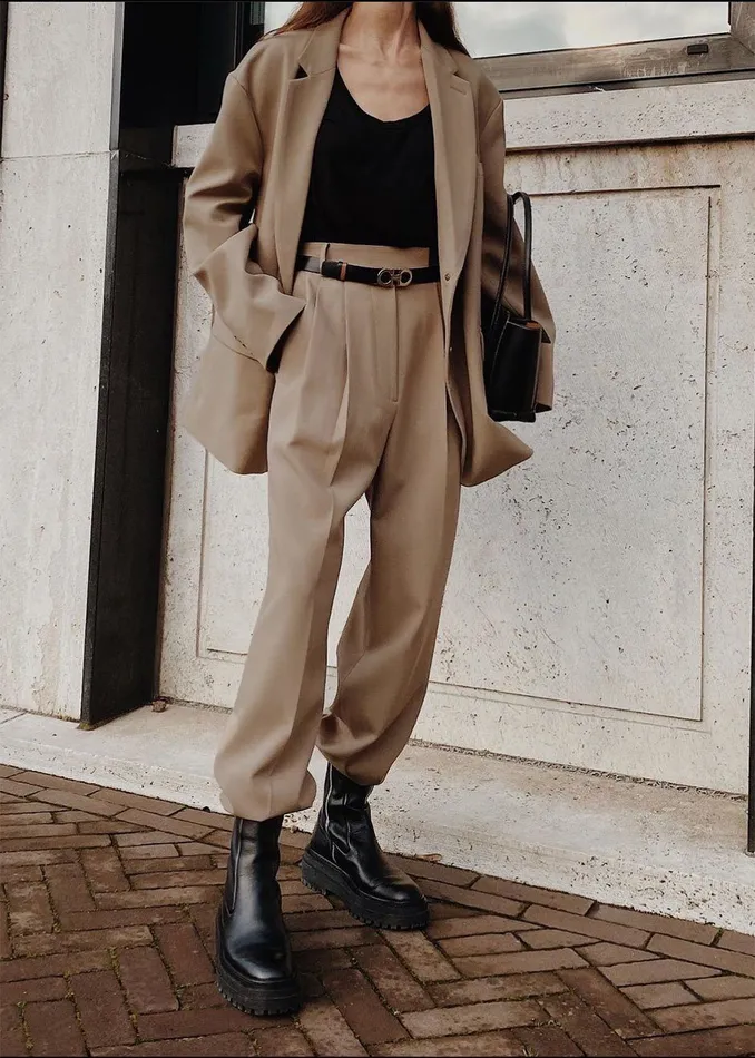 Women Bea Suit Pants 8211 Latte The Frankie Shop Bottoms