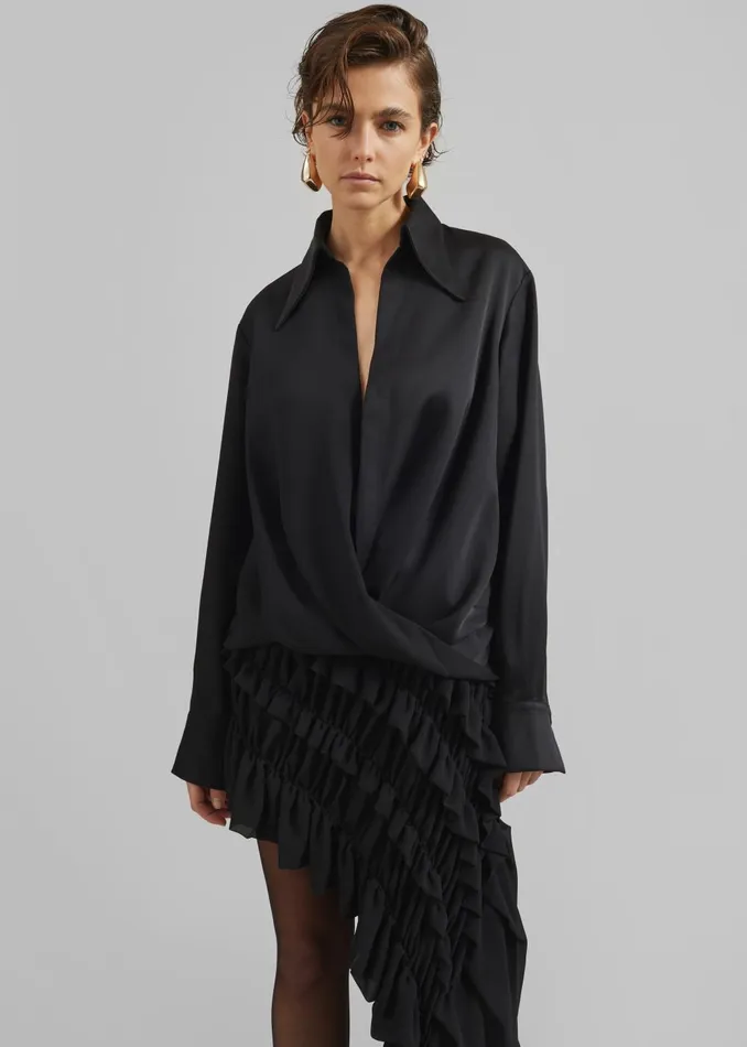 Women Beaufille Lewis Blouse 8211 Black The Frankie Shop Tops