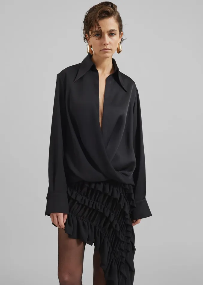 Women Beaufille Lewis Blouse 8211 Black The Frankie Shop Tops