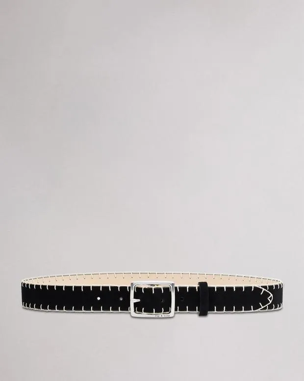 Women Belts Rag and Bone Boyfriend Suede Belt Black Suede