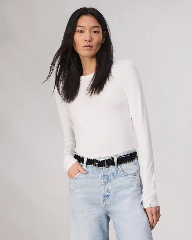 Women Belts Rag and Bone Boyfriend Suede Belt Black Suede