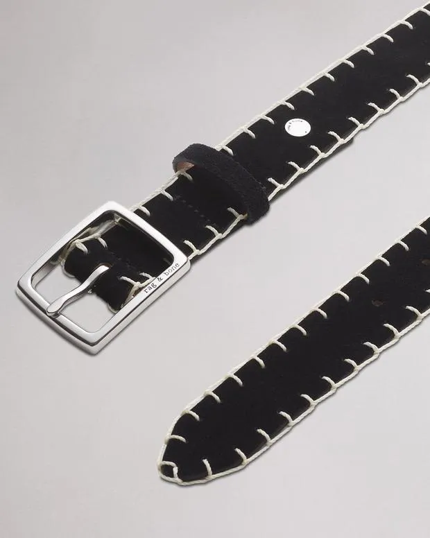 Women Belts Rag and Bone Boyfriend Suede Belt Black Suede