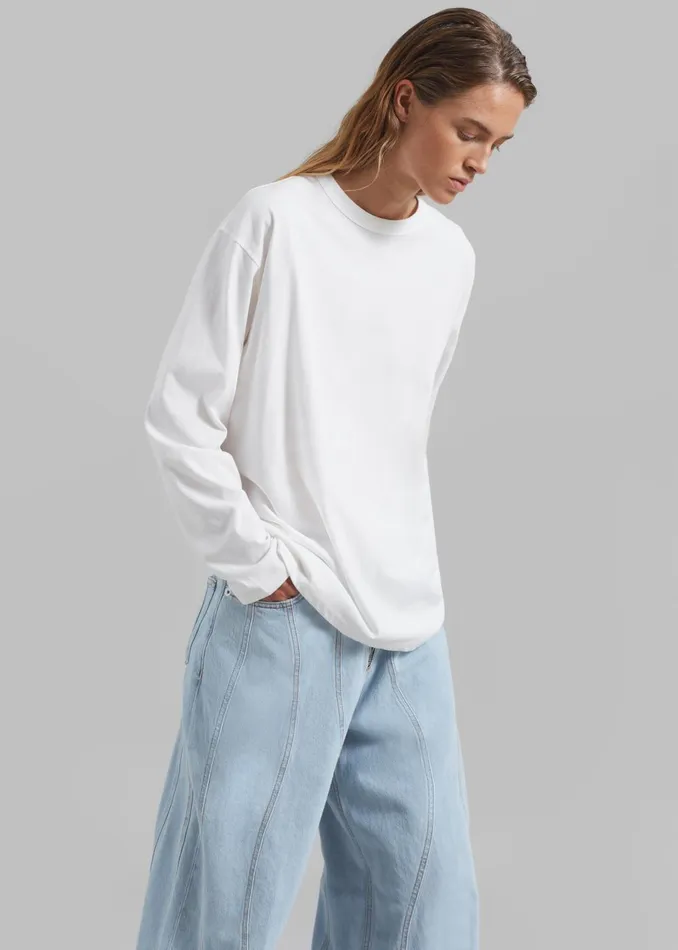 Women Bennett Long Sleeves Tee 8211 Ivory The Frankie Shop Tops