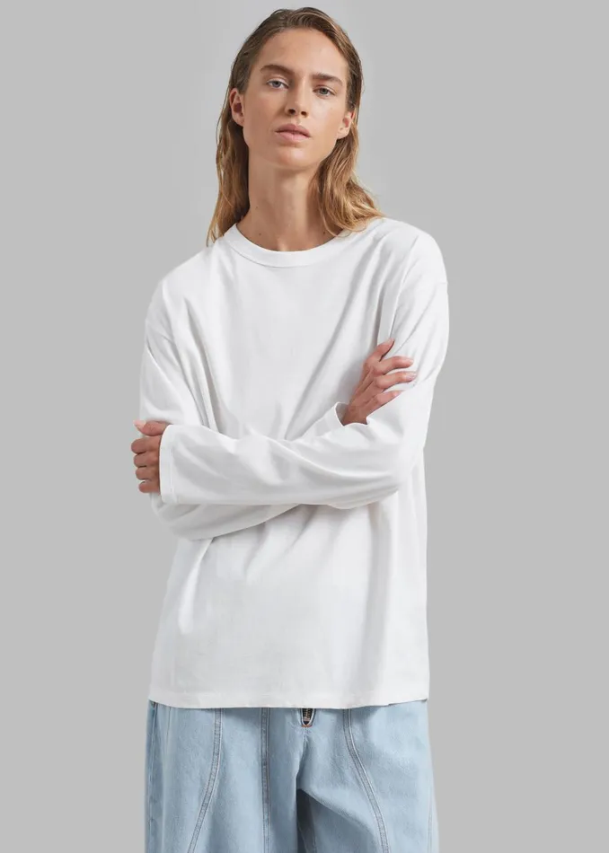 Women Bennett Long Sleeves Tee 8211 Ivory The Frankie Shop Tops