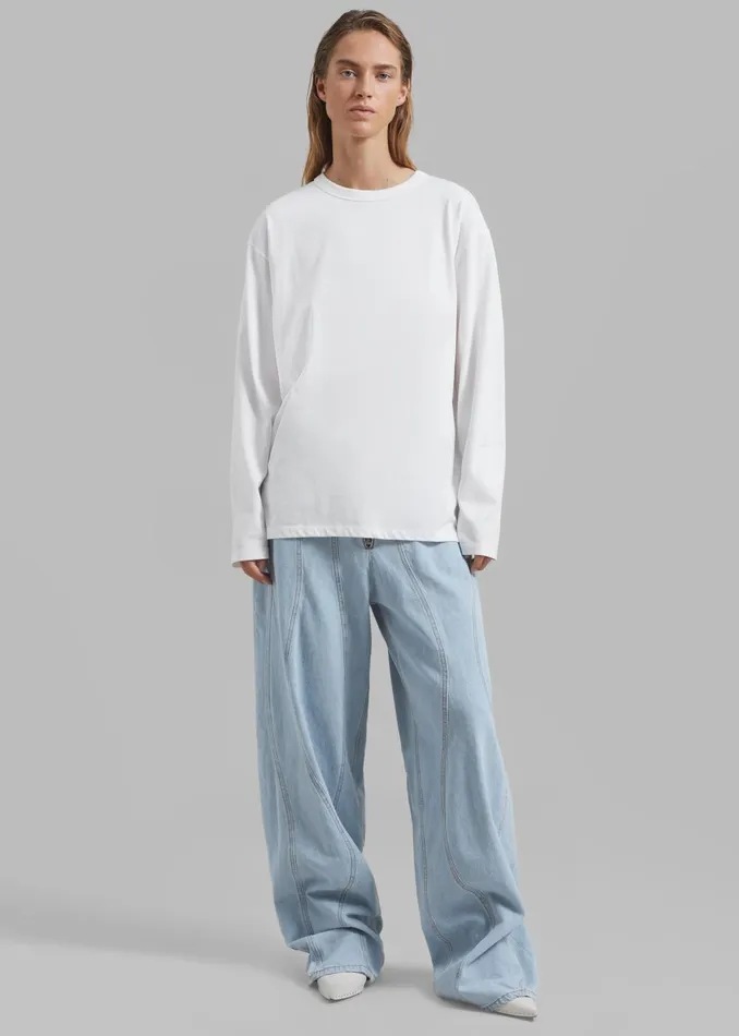 Women Bennett Long Sleeves Tee 8211 Ivory The Frankie Shop Tops