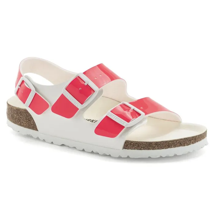 Women Birkenstock BackAnkleStrap Milano Neon Pinkwhite Patent