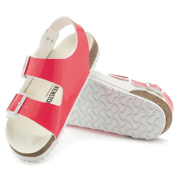 Women Birkenstock BackAnkleStrap Milano Neon Pinkwhite Patent