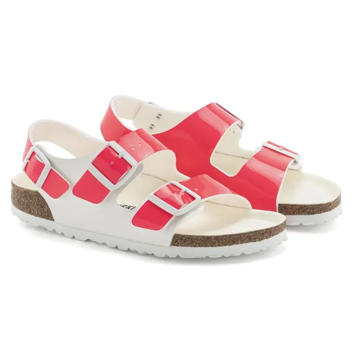 Women Birkenstock BackAnkleStrap Milano Neon Pinkwhite Patent