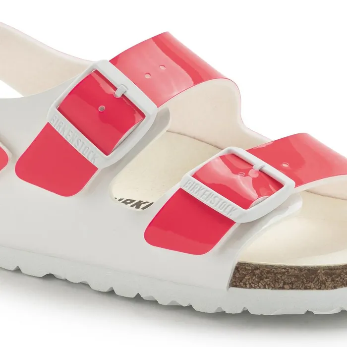 Women Birkenstock BackAnkleStrap Milano Neon Pinkwhite Patent