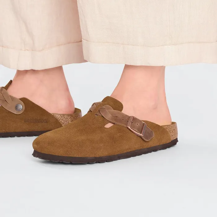 Women Birkenstock Clogs Boston Braided Mink