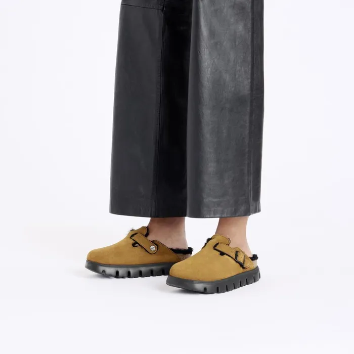 Women Birkenstock Clogs Boston Chunky Shearling Mink