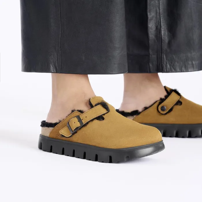 Women Birkenstock Clogs Boston Chunky Shearling Mink