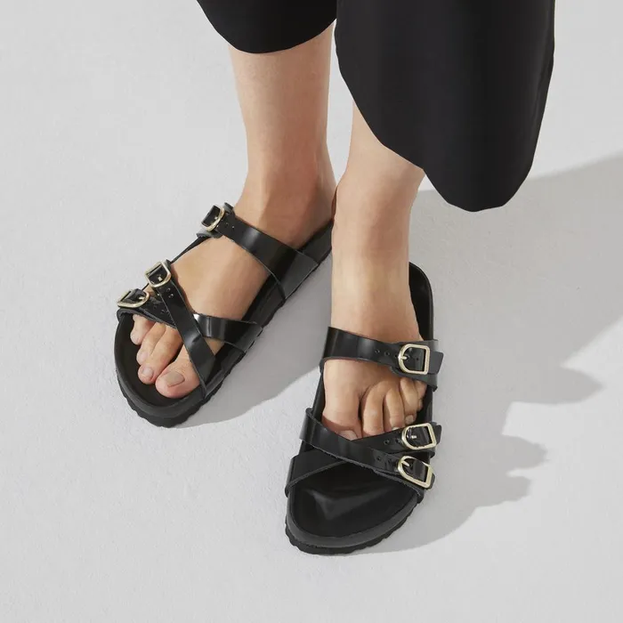 Women Birkenstock MultiStrap Franca High Shine Black