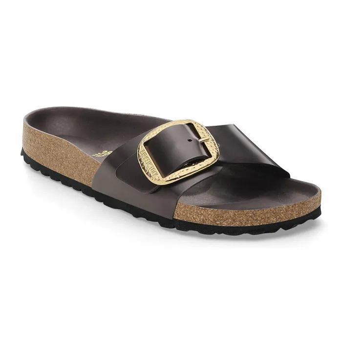 Women Birkenstock OneStrap Madrid Hammered Big Buckle Highshine Espresso