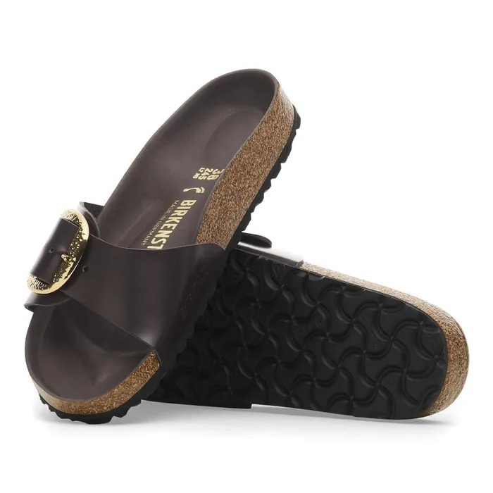 Women Birkenstock OneStrap Madrid Hammered Big Buckle Highshine Espresso