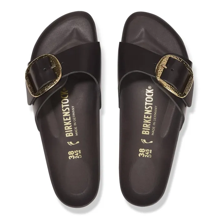 Women Birkenstock OneStrap Madrid Hammered Big Buckle Highshine Espresso